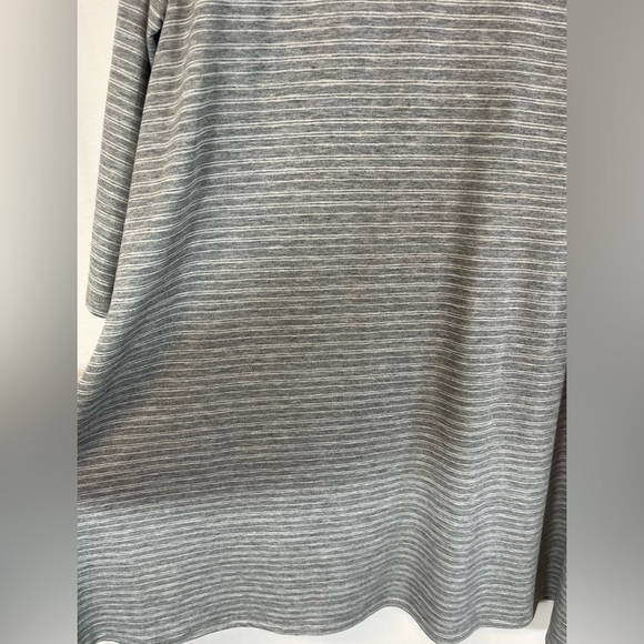 Garnet Hill T Shirt Dress Gray and White Stripe 3/4 Sleeves A Line Soft Size XL - Picture 4 of 8